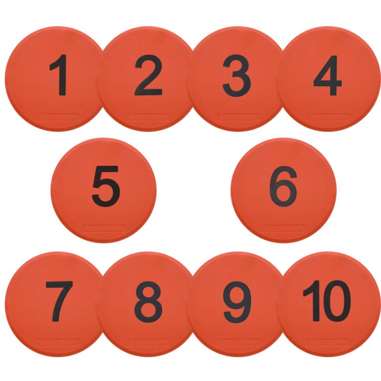 EcoWalker 25cm Numbered Spot Markers 1–10 — Red 10-Pack