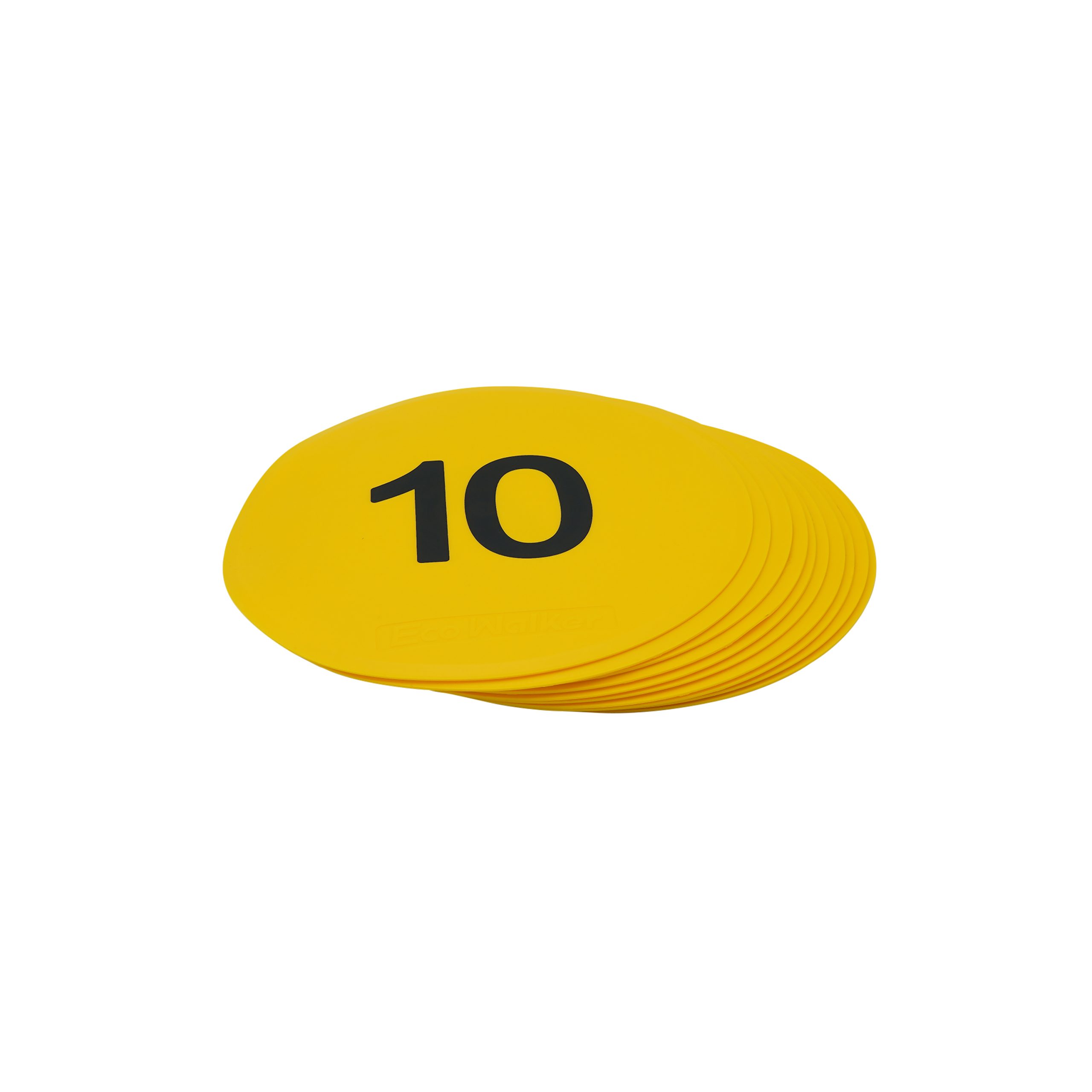 EcoWalker 25cm Numbered Spot Markers 1–10 — Yellow 10-Pack