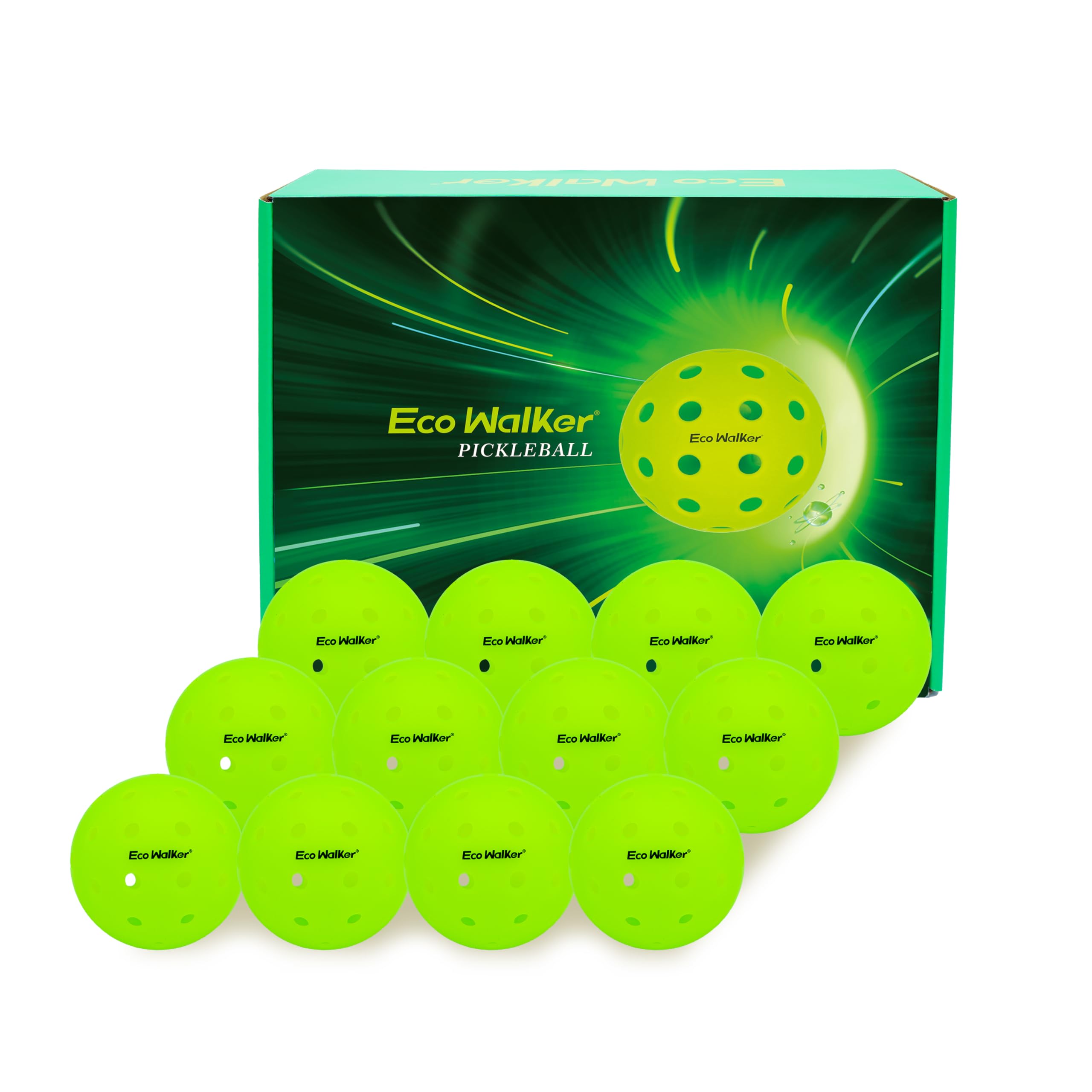 EcoWalker Outdoor Pickleball Balls 40-Hole — Green 12-Pack - Image 3