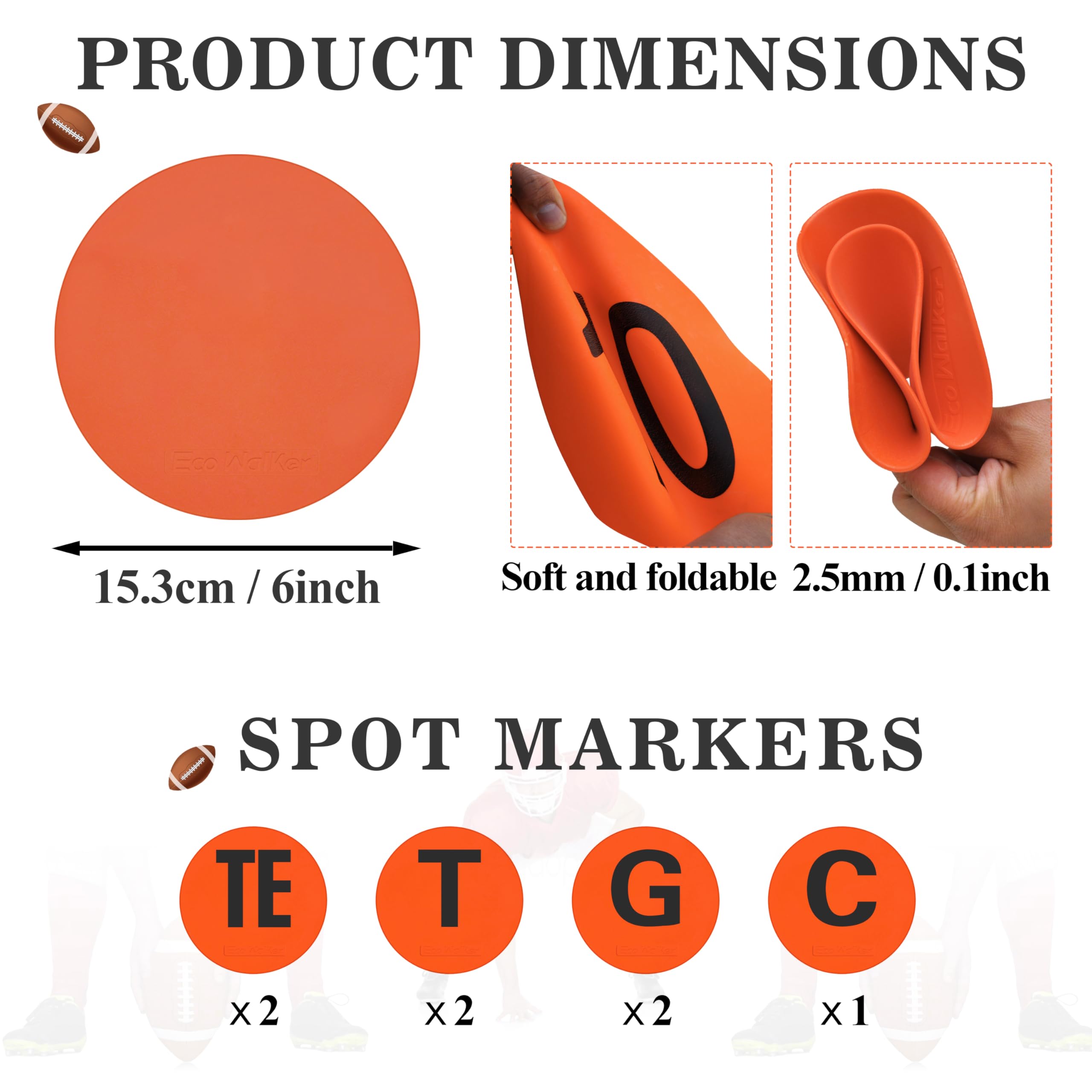 EcoWalker Football Offensive Line Position Markers — Orange 7-Piece Set - Image 9