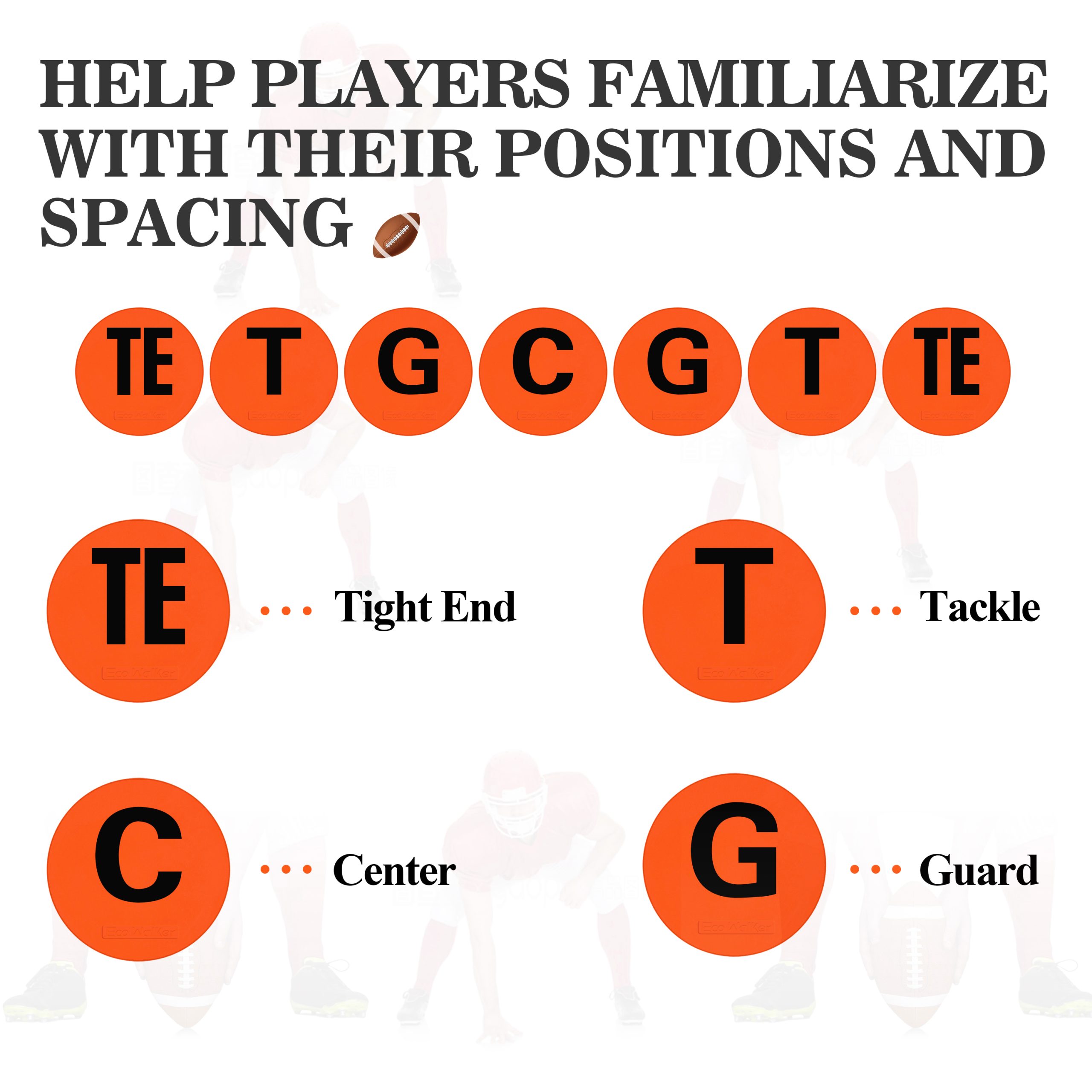 EcoWalker Football Offensive Line Position Markers — Orange 7-Piece Set - Image 14