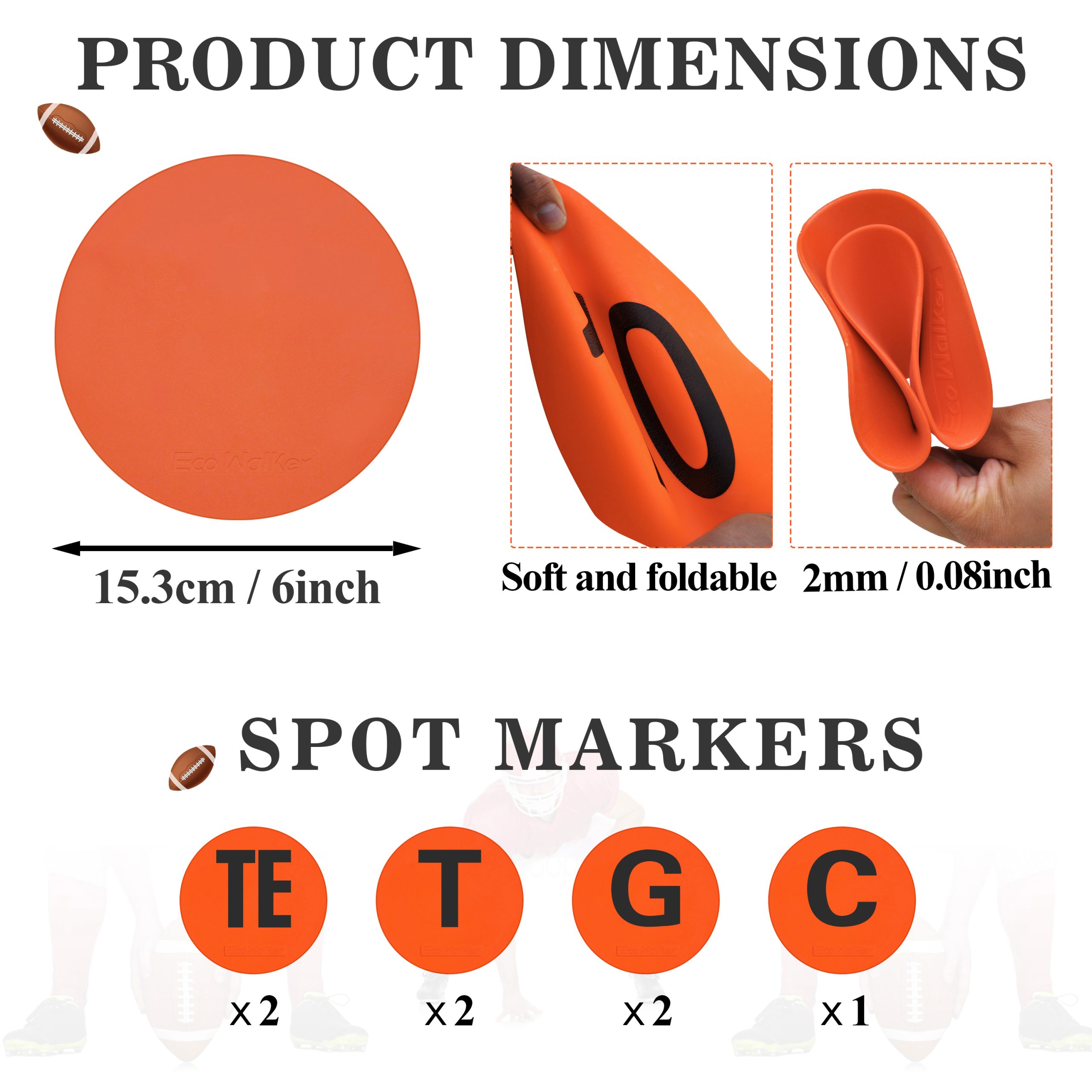 EcoWalker Football Offensive Line Position Markers — Orange 7-Piece Set - Image 13