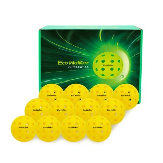 EcoWalker Outdoor Pickleball Balls 40-Hole — Yellow 12-Pack