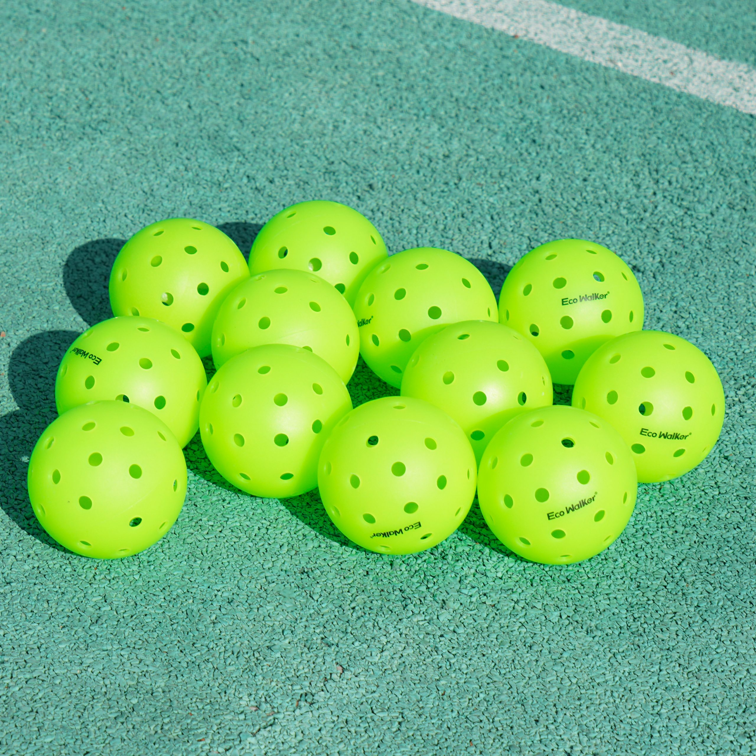 EcoWalker Roto-Molded Outdoor Pickleball Balls 40-Hole — Green 12-Pack - Image 4