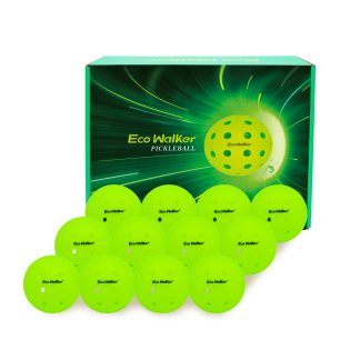 EcoWalker Roto-Molded Outdoor Pickleball Balls 40-Hole — Green 12-Pack